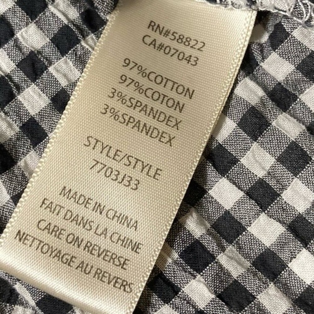 MAX Studio Black and White Gingham Check Tie Off Shoulder Top - Picture 3 of 3